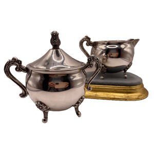 Vintage Leonard Silver Plated Creamer & Sugar Set